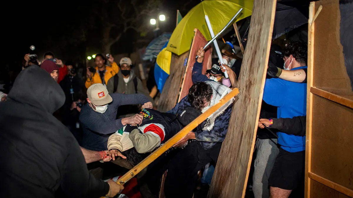 UCLA cancels classes after night of violence between opposing protestors