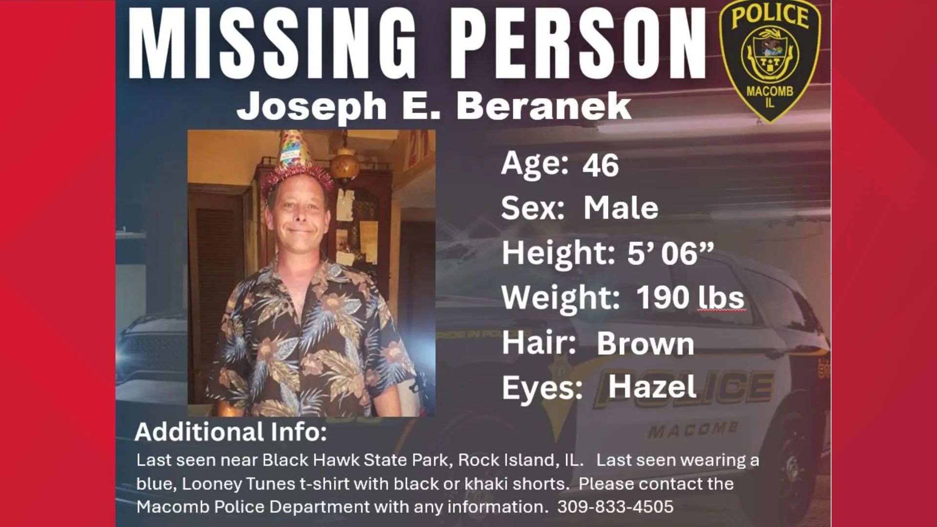 Car belonging to missing man discovered at Black Hawk park in Rock Island